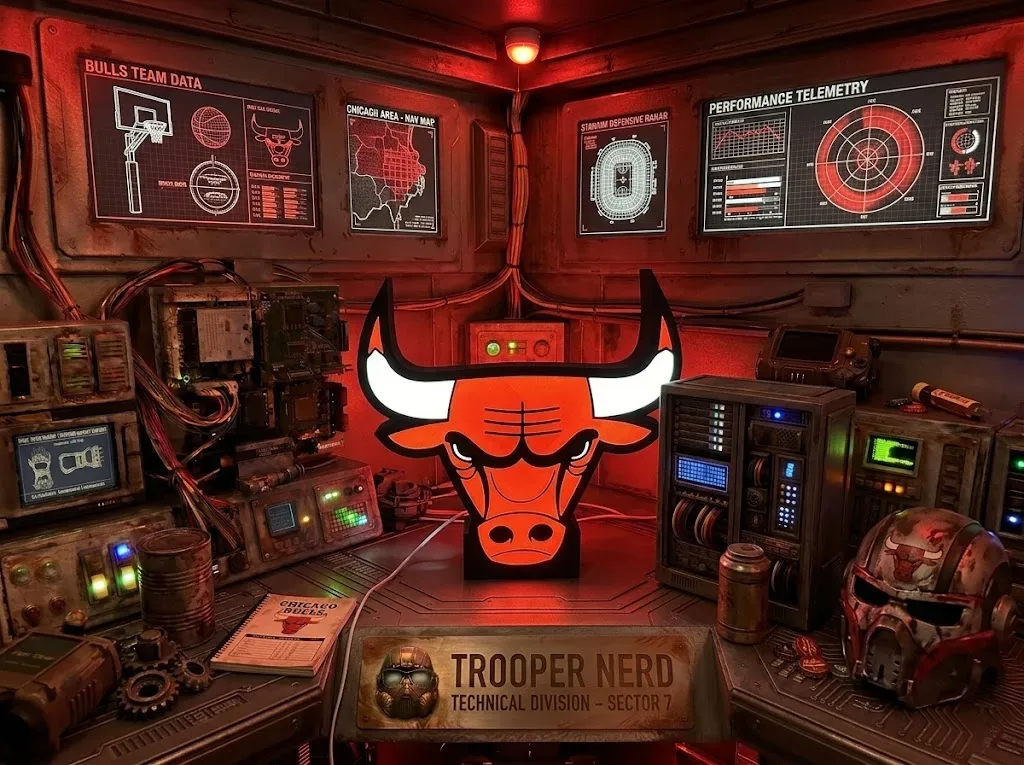 Trooper Nerd custom 3D printed LED lightbox featuring Chicago Bulls logo with glowing red and white details