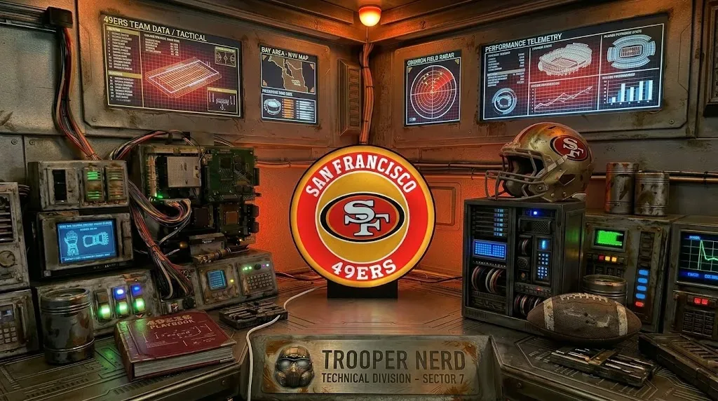Trooper Nerd custom 3D printed LED lightbox featuring San Francisco 49ers with glowing red and gold details