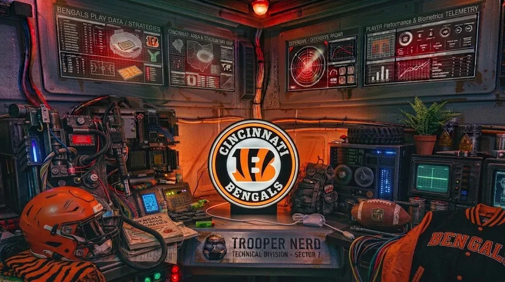 Trooper Nerd custom 3D printed LED lightbox featuring Cincinnati Bengals logo with glowing orange and white details