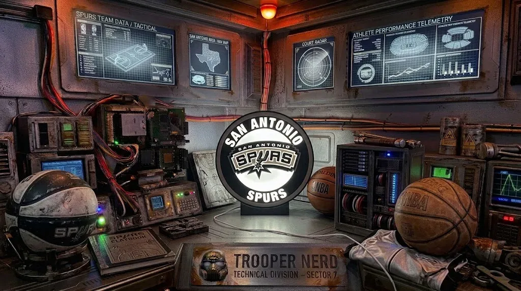 Trooper Nerd custom 3D printed LED lightbox featuring San Antonio Spurs with glowing white and silver details
