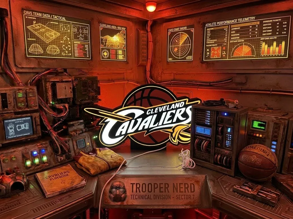 Trooper Nerd custom 3D printed LED lightbox featuring Cleveland Cavaliers logo with glowing white and gold details