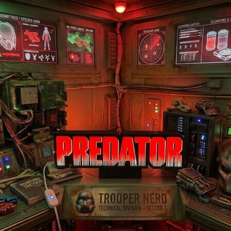 Trooper Nerd custom 3D printed LED lightbox featuring Predator logo with glowing red and white details