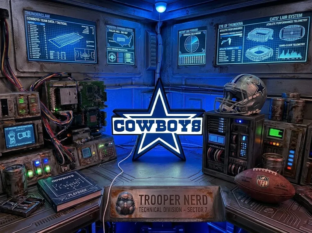 Trooper Nerd custom 3D printed LED lightbox featuring Dallas Cowboys with glowing white and blue details